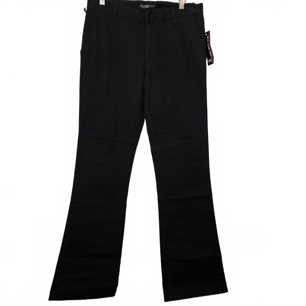 New Polo Ralph Lauren Pants Women's 6 Black Cotton Straight Leg Mid Rise Casual